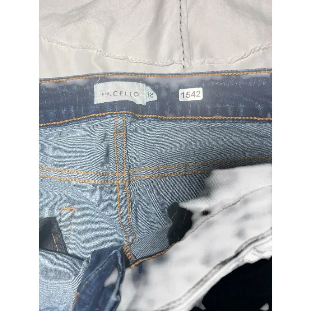 Ms. Cello Woman's 18 Plus Size Denim High Rise Distressed Stretch Skinny Jeans